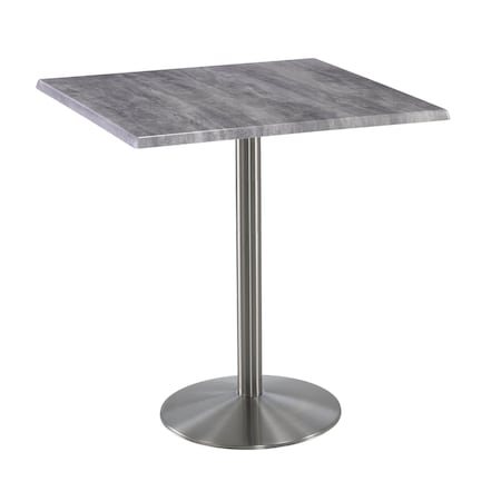 Holland Bar Stool Co 42" Tall OD214 Stainless Steel Table Base 22" Diameter 36"x36" Square Greystone Top OD214-2242SSOD36SQGryStn